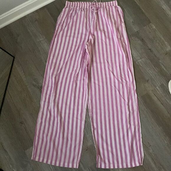Victorias Secret Striped Sparkly Wide Leg Pajama Pants Pink Purple Size Small - Picture 2 of 10